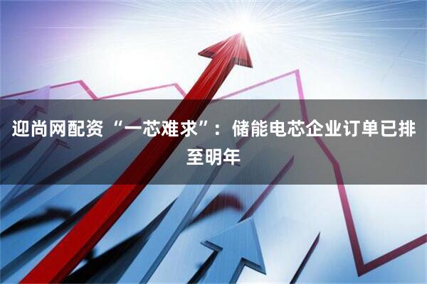迎尚网配资 “一芯难求”：储能电芯企业订单已排至明年